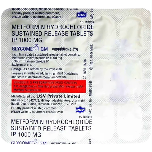 glycomet 1gm tablet 15's